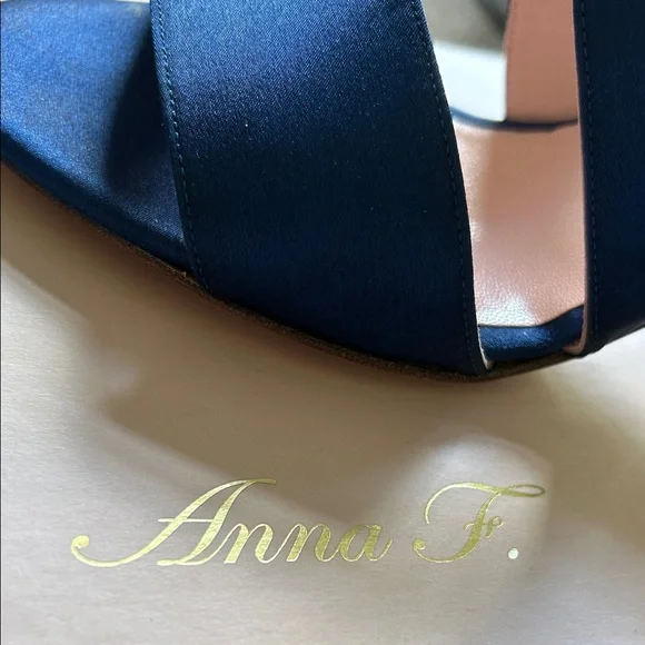 Anna Women's Deep Blue Block Heel Sandals - Picture 2 of 5